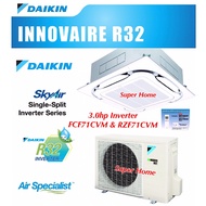 Daikin 3.0hp Inverter Ceiling Cassette Type Air Conditioner FCF71C &amp; RZF71CVM (Panel BYCQ125EAF)