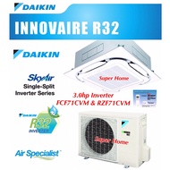 Daikin 3.0hp Inverter Ceiling Cassette Type Air Conditioner FCF71C & RZF71CVM (Panel BYCQ125EAF)