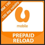 [RM 100] U Mobile Prepaid Topup Reload (not share a topup)