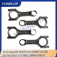 4pcs Engine Connecting Rod Kit Fit 2.0 L Diesel N47 N47D20 For 04-20 BMW 116d 120d 125d 316d 520d X1