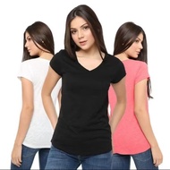V neck t-shirt/ t-shirt/ beautifulWanita women t shirt v neck top