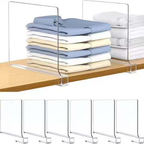 8/6/4/2pcs Transparent Closet Shelf for Wardrobe Organizer Cloth Divider Cupboard Bookcase Divider B
