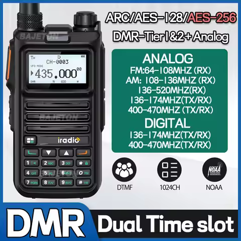 Iradio DM-UV4R DMR Digital Analog Walkie Talkie AES-256 Encryption SMS Dual Mode Dual Time Slot NOAA
