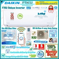 Daikin 3.0hp Air Conditioner FTKU Inverter / FTKF Inverter / FTV-P Non Inverter R32 Wall Mounted Air