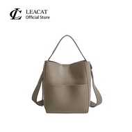 Leacat Women's bag texture crossbody bag bucket bag large capacity hand-held shoulder bag