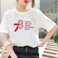 kaos baju atasan unisex tshirt 17 agustus indonesia agustusan hut ri - putih xxl