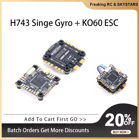 SKYSTARS H743 HD Singe Gyro Flight Controller H7 X8 With OSD & KO60 60A Blheli32 4IN1 ESC
