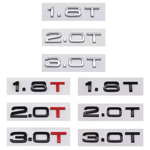 2.0T 1.8T 3.0T Letters ABS Car Rear Trunk Emblem Side Sticker for Audi SQ5 SQ7 S3 S4 S5 S6 S7 S8 A4L
