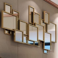 古典藝術方形組合裝飾鏡 美式餐廳背景墻壁掛鏡走廊過道立體鏡子