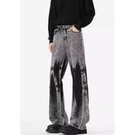 American Trendy Men Jeans Street Hip Hop Women Jeans Loose Straight Tie-Dye Jeans