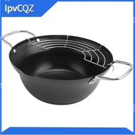 E2Easy Pour Non Stick Coating Tempura Fryer Pot with Oil Drip Drainer Rack Japanese-style Mini Deep 