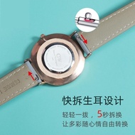 Fossil fossil leather watch strap women's first layer cowhide pin buckle gray bracelet accessories 12 14 16mm