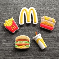 Bộ Phụ Kiện Giày Crocs Five-Piece Burger McDonalds French Fries Shoe Flower Accessory Holes Star Int