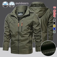 【Ready Stock】Outdoor sports jacket Hooded men women Windproof and waterproof jaket lelaki Hiking jacket Mountaineering jacket Jeep style jacket Outdoor camping Army Field Jacket