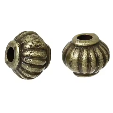 Vintage Spacer Beads Pumpkin Shape Antique Bronze Color Metal Loose Beads DIY Making Bracelets Jewel