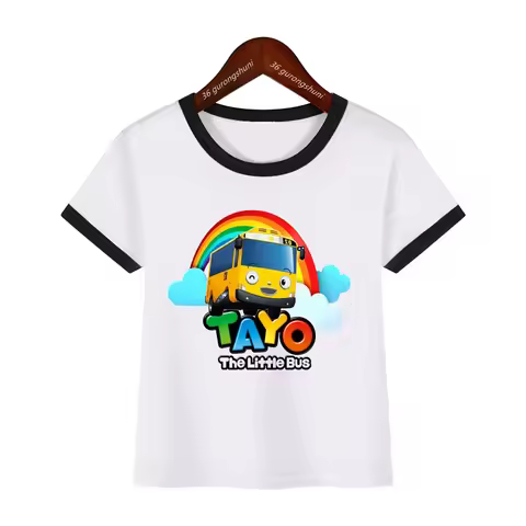 New Children'S Clothing Tshirt Funny Tayo And Little Friends Bus Cartoon Print T-Shirt For Boys Cute