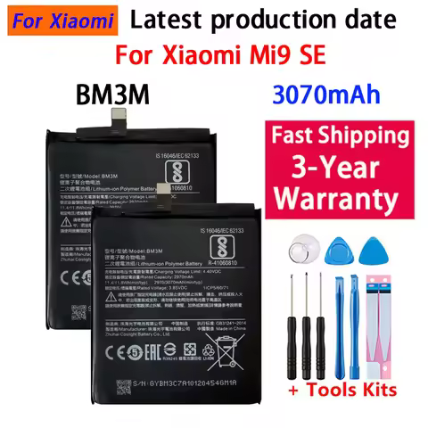 Fast Shipping 100% 3070mAh BM3M Original Replacement Battery For XiaoMi Mi9 SE Mi 9SE Genuine Phone 