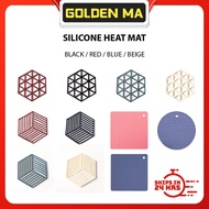 Mat 1Pcs Silicone Coaster l Nordic Placemat l Heat Mat Hexagon Insulation Pad l Anti Slip Bowl Cup Hollow Design Thick