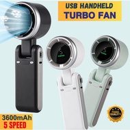LED Rechargeable Mini Fan 3600mAh Electric Handheld Turbo Kipas With Portable USB Charging Battery F