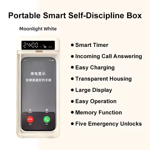 Transparent Phone Lock Box with Display Screen Self-Discipline Device Smart Timer Phone Lock Box Stu