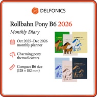 Delfonics Rollbahn Diary 2026 “Pony” B6 Monthly Planner - 15-Month (Oct 2025-Dec 2026) Notebook, 6 C