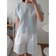 Genuine Korean Chanel Style Knitted Short-Sleeved Sweater Top Round Neck