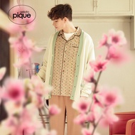 Gelato Pique Men's Spring Pajama Cardigan - Solid Color Dinosaur Jacquard