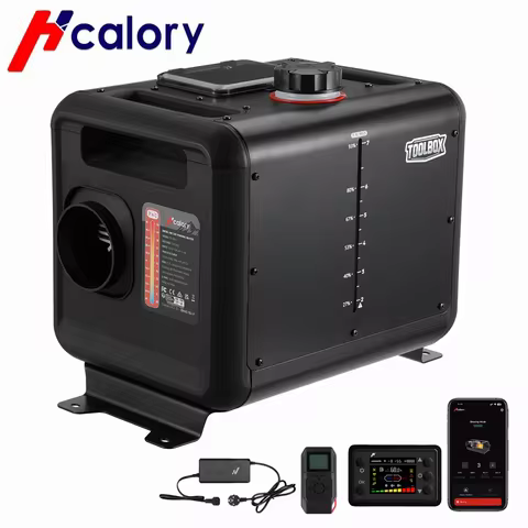 Hcalory Toolbox Max Diesel Air Heater 8KW, 100-240V AC & 12/24V DC Diesel Auxiliary Heater with 7.5L