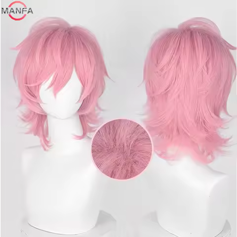 Anime Ayato Yuri Cosplay Wig 36cm Pink Short Wigs Heat Resistant Synthetic Hair