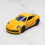 Majorette Porsche 911 (992) Carrera 4S Yellow Diecast Model.