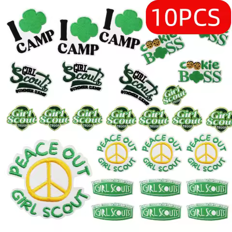 Green Style 10/12PCS Wholesale Embroidery Patches Variety Dimensions 4.9CM 5.2CM 6.9CM Iron on Appli