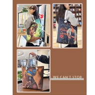 [NEW LAUNCHED SUPER PRODUCT] Korean Style Cute Printed Canvas Shoulder Tote Bag - Going to School, G