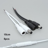 5pcs 5.5x2.1mm Plug white black DC male or Female extend power supply Cable Wire 22awg Connector For