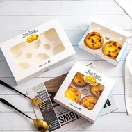 2pcs 4Pcs 6Pcs Egg Tart Packaging Box with Bottom Tray Portuguese Egg Tart Packaging Box Baking Supp