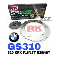 RK Sprocket Set BMW G310R G310GS 520 KRX X-Ring Black Chain Gold Chain Rantai Xring Motor G310 GS310