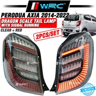 Perodua Axia 2014 - 2022 Dragon Scale Tail Lamp With Signal Running ( Clear + Red )