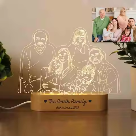 Dropshipp Customized 3D Photo Lamp Support Engraving Base Text Anniversary Birthday Christmas Custom