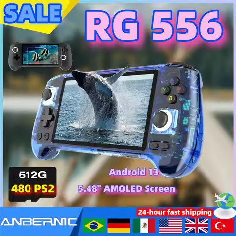 ANBERNIC RG556 Retro Video Gaming Player Android 13 System 5.48 inch AMOLED Screen T820 Handheld Gam