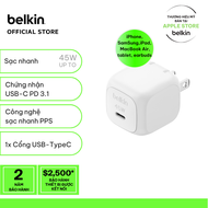 Củ sạc nhanh 45W Belkin USB-C PD PPS Cubic Wall Charger màu trắng