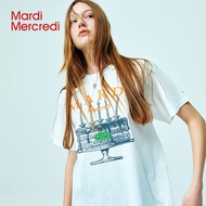 Mardi Mercredi เสื้อยืดแขนสั้น ผ้าฝ้าย พิมพ์ลายเค้ก เทียน สําหรับผู้ชาย และผู้หญิงS-5XLS-5XL