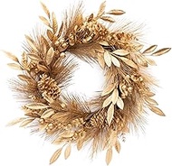 Melrose Pine and Bay Leaf and Berry Wreath, 25.5”D, Plastic and PVC, Holiday Season Decor