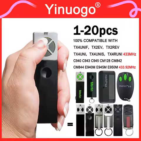 For TX4UNI TX2EV TX2REV TX4RUNI TX4UNIS TX4UNIF 433MHz Garage Door Remote Control MERLIN E950M E940M