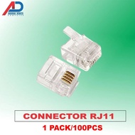 RJ11 Module Line Telp 4 Pin Connector 100 Pcs RJ11 Connector
