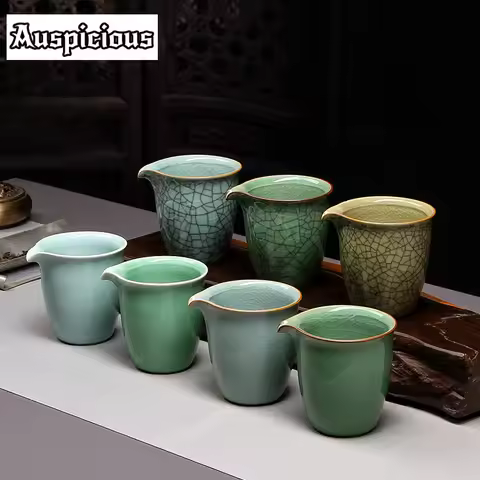 200ml Longquan Celadon Ge Kiln Ice Crack Tea Pitcher Divide Tea Cha Hai Dispenser Justice Cup Fair M