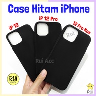 Case Hitam Iphone 12 / 12 Pro / 12 Pro Max Black Matte Softcase Polos Slim Silikon HP Lentur Rui