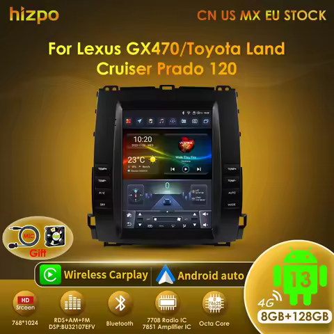 Hizpo 9.7'' Car Radio Multimedia Player For Toyota Land Cruiser Prado 120 Lexus GX470 2002-2009 Navi