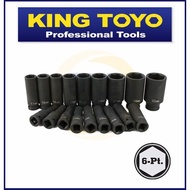 KING TOYO 1/2" DEEP IMPACT SOCKET [44800 6PT/44802 12PT] 8mm ~ 27mm / box soket / socket hitam / sat