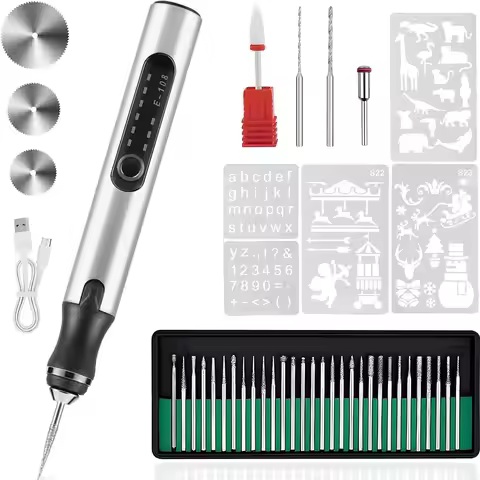 Electric Engraving Pen with 37 Bits, USB Rechargeable Cordless Engraving Machine Portable DIY Rotary