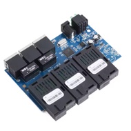 100M PCBA Board Fiber Optic Media Converter 3 RJ45 to 3 SC Optic Connector 20KM Ethernet Switch 1310