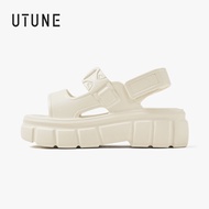 【New Arrival】UTUNE Womens Sandals Two Strip Sandal Casual Soft Thick Sole Non-Slip Flat Beach Shoes